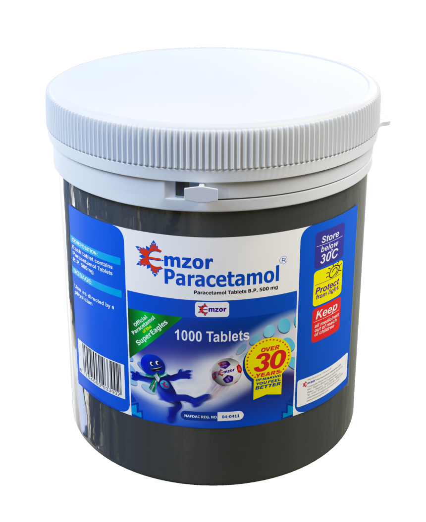 Emzor Paracetamol 500mg Tablets *1000 